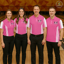 Load image into Gallery viewer, Custom Retro Pink Bowling Polo Shirts, Bowling 1/4 zip jersey For Women, Team Bowling League jerseys NQS11589