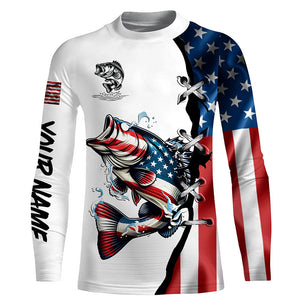 Largemouth bass fishing American flag UV protection Customize long sleeves fishing shirts NQS1561