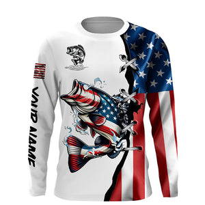 Largemouth bass fishing American flag UV protection Customize long sleeves fishing shirts NQS1561