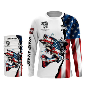 Largemouth bass fishing American flag UV protection Customize long sleeves fishing shirts NQS1561