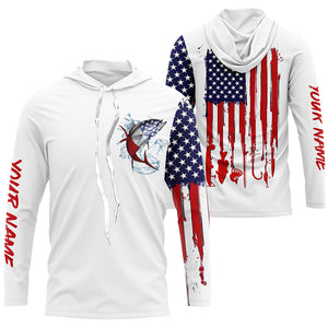 American flag Tuna fishing personalized patriotic UV Protection saltwater Tuna Fishing Shirts for men NQS5624