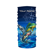 Load image into Gallery viewer, Personalized Mahi Mahi, Wahoo, Tuna Blue Performance Fishing Shirt, compass offshore tournament Shirts NQS5866