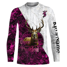 Load image into Gallery viewer, Deer Hunting Pink Winter Camo Customize name Hunting apparel gift for deer hunting lovers NQS665