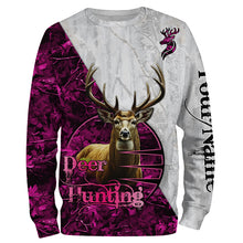 Load image into Gallery viewer, Deer Hunting Pink Winter Camo Customize name Hunting apparel gift for deer hunting lovers NQS665