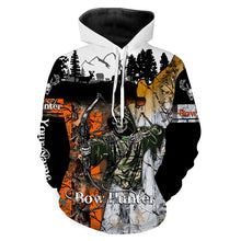 Load image into Gallery viewer, Bow Hunter Skull Orange and white tree Camo Deer Hunting Customize name 3D All over print shirts NQS666