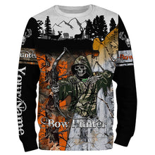 Load image into Gallery viewer, Bow Hunter Skull Orange and white tree Camo Deer Hunting Customize name 3D All over print shirts NQS666