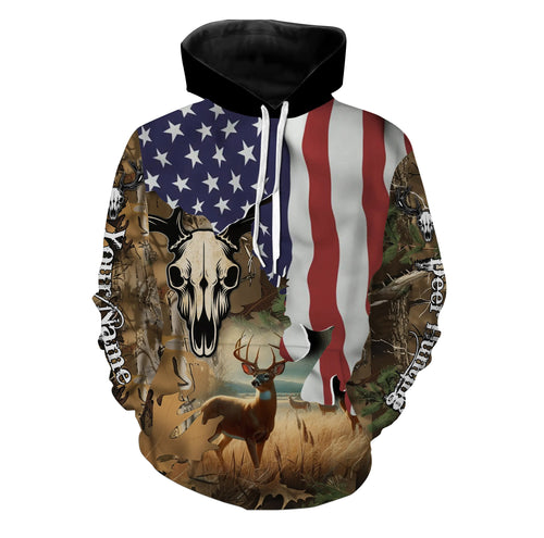 Deer Hunting Camo American Flag patriotic Customize name 3D All over print shirts NQS671