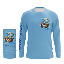 Load image into Gallery viewer, Texas inshore slam Fishing Custom Long Sleeve Performance Fishing shirts Eat Drink Fish Repeat | Blue NQS6292