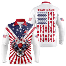Load image into Gallery viewer, Red, White and Blue American Flag Eagle Bowling Shirts For Men Custom Patriotic Bowling Team Jersey NQS9117