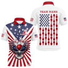 Load image into Gallery viewer, Red, White and Blue American Flag Eagle Bowling Shirts For Men Custom Patriotic Bowling Team Jersey NQS9117