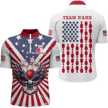 Load image into Gallery viewer, Red, White and Blue American Flag Eagle Bowling Shirts For Men Custom Patriotic Bowling Team Jersey NQS9117