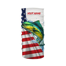 Load image into Gallery viewer, American flag patriotic Mahi mahi fishing Custom UV Protection saltwater long sleeve Fishing Shirts NQS5632