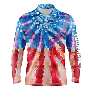 American Flag tie dye pattern Mens Golf Polo Shirts Custom mens patriotic polo shirts, cool golf gifts NQS7745