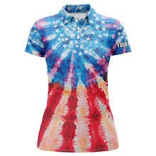 Load image into Gallery viewer, American Flag tie dye pattern Women Golf Polo Shirt Custom ladies patriotic polo shirt, cool golf gift NQS7745