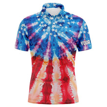 Load image into Gallery viewer, American Flag tie dye pattern Mens Golf Polo Shirts Custom mens patriotic polo shirts, cool golf gifts NQS7745