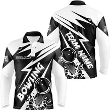 Load image into Gallery viewer, Black and white bowling Polo, Quarter Zip shirts for men Custom Bowling Team League Jerseys NQS7748
