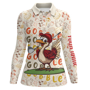 Funny Thanksgiving Turkey Women golf polo shirts custom women's golf outfits, personalized golf gifts NQS8625