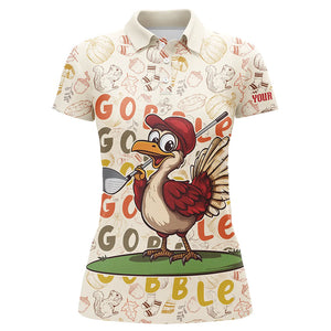 Funny Thanksgiving Turkey Women golf polo shirts custom women's golf outfits, personalized golf gifts NQS8625