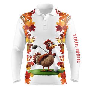 Funny Turkey Mens golf polo shirts custom Thanksgiving men's golf outfits, unique golf gifts NQS8626