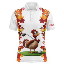 Load image into Gallery viewer, Funny Turkey Mens golf polo shirts custom Thanksgiving men&#39;s golf outfits, unique golf gifts NQS8626