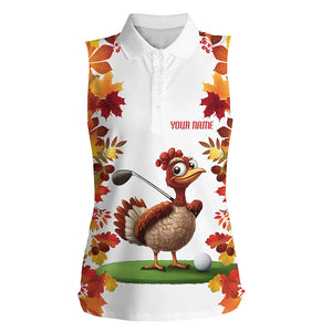 Funny Turkey Women sleeveless polo shirts custom Thanksgiving women's golf outfits, unique golf gifts NQS8626