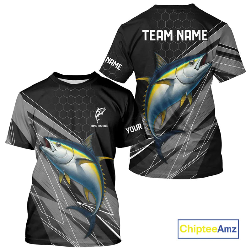 Personalized Black camo Tuna Fishing Jerseys, Tuna Tournament fishing team shirts NQS11382