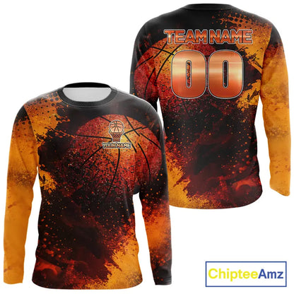 Personalized orange grunge pattern Basketball shirts Custom Basketball team jerseys NQS11390