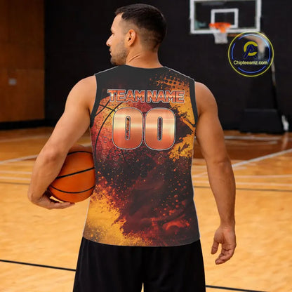 Personalized orange grunge pattern Basketball shirts Custom Basketball team jerseys NQS11390