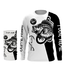 Load image into Gallery viewer, Crappie fishing black and white Customize name long sleeves fishing shirts NQS1581