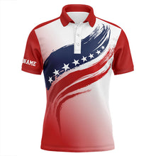 Load image into Gallery viewer, American flag Mens golf polo shirts custom golf attire for men, patriotic golf gift for mens NQS6076