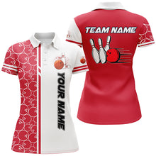 Load image into Gallery viewer, Women Bowling Polo, 1/4 Zip Shirt Custom white &amp; red camo vintage bowling shirt, ladies bowling jersey NQS8177