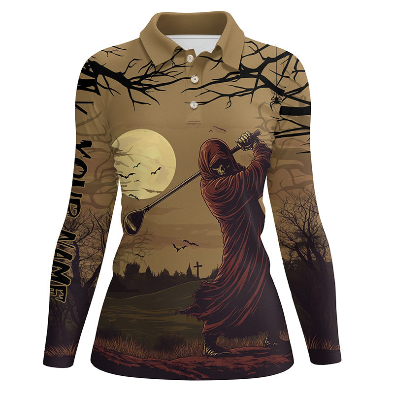 Halloween Skull Golfer Womens golf polo shirts Custom Halloween Golf Tops For Ladies NQS8185