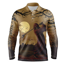 Load image into Gallery viewer, Halloween Skull Golfer Mens Golf Polo Shirts Custom Halloween Golf Tops For Men NQS8185