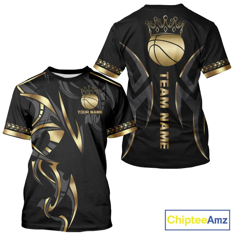 Black and Gold crown Basketball Vest, T-shirt, Hoodie, Long sleeve Custom Bowling Team jerseys NQS11392