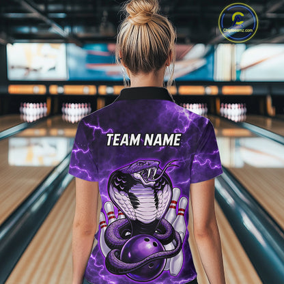 Purple Lightning thunder snake women's bowling shirts Custom bowling league shirts, gifts for bowlers NQS11402