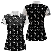 Load image into Gallery viewer, Black and white golf pattern Womens golf polo shirts custom golf beer outfit women female golf attire NQS6100