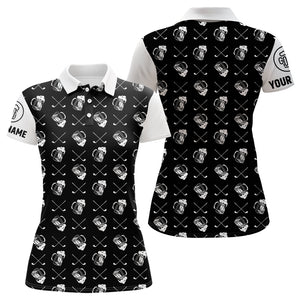 Black and white golf pattern Womens golf polo shirts custom golf beer outfit women female golf attire NQS6100