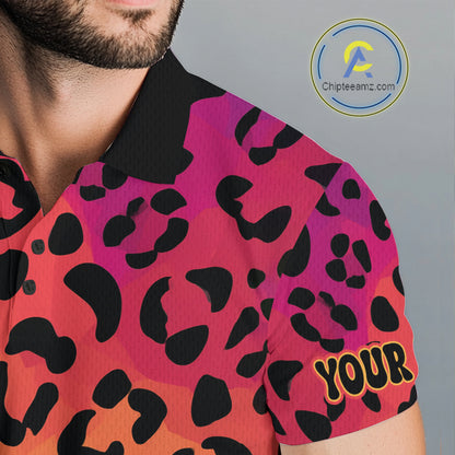 Custom Colorful rainbow pattern Mens golf polo shirt, Personalized animal print golf shirt outfit NQS10405