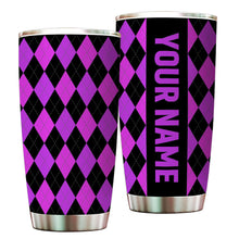 Load image into Gallery viewer, Multicolor argyle pattern Custom name Golf Stainless Steel Tumbler Cup - personalized golf gifts NQS9866