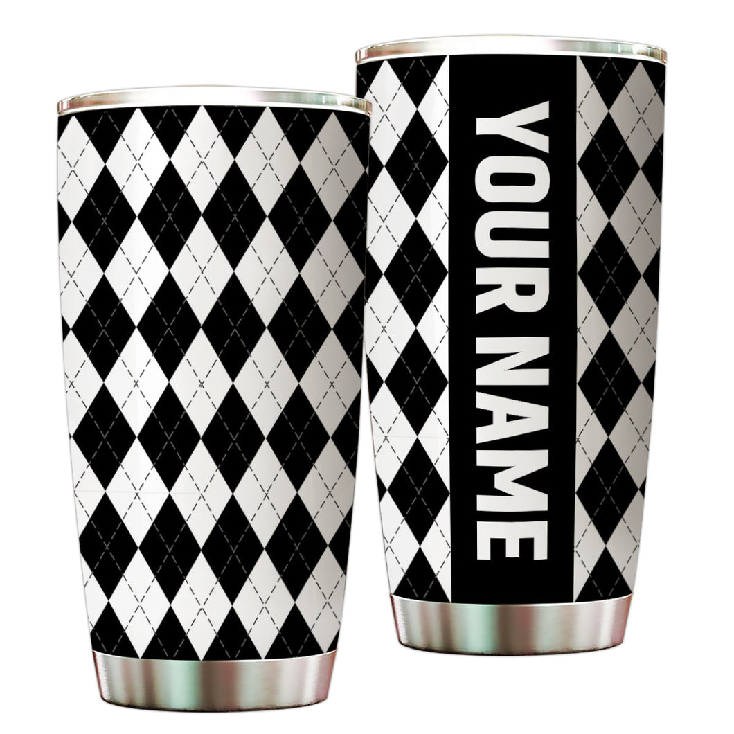 Multicolor argyle pattern Custom name Golf Stainless Steel Tumbler Cup - personalized golf gifts NQS9866
