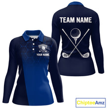 Load image into Gallery viewer, Blue Pattern Women Golf polo shirts custom Team name golf outfit for ladies, unique golf gifts NQS9874