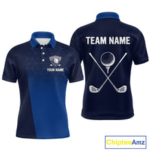 Load image into Gallery viewer, Blue Pattern Mens Golf polo shirts custom Team name golf outfit for men, unique golf gifts NQS9874