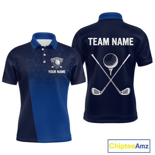 Blue Pattern Mens Golf polo shirts custom Team name golf outfit for men, unique golf gifts NQS9874