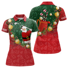 Load image into Gallery viewer, Christmas Santa Playing Golf Womens golf polo shirts Custom Christmas golf outfit For Women Golf Gifts NQS8737