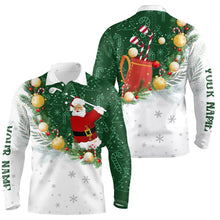 Load image into Gallery viewer, Santa Playing Golf Christmas Pattern Mens Golf Polo Shirt Custom Golf Outfit For Men Golf Gifts NQS8207