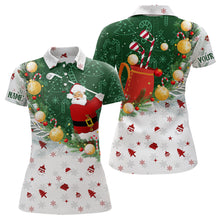 Load image into Gallery viewer, Christmas Santa Playing Golf Womens golf polo shirts Custom Christmas golf outfit For Women Golf Gifts NQS8208