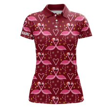 Load image into Gallery viewer, Pink Flamingo Christmas Pattern Women golf polo shirt custom Christmas gifts for team golfer NQS8903