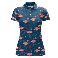 Load image into Gallery viewer, Pink Flamingo Christmas Blue Pattern Women golf polo shirt custom Christmas gifts for team golfer NQS8904