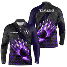 Load image into Gallery viewer, Bowling Jersey For Men Custom Bowling Polo, Quarter-Zip Shirt for Team Bowlers | Purple NQS7600