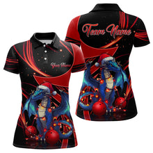 Load image into Gallery viewer, Black and Red Dragon Christmas Custom Bowling Shirt For Women Personalized Bowling Team Jerseys NQS8911